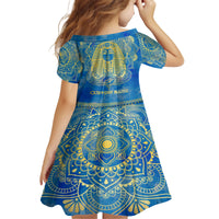 Personalized Mandala Egyptian Pharaoh Family Matching Summer Maxi Dress and Hawaiian Shirt Eye of Horus Blue - Wonder Print Shop