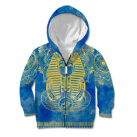 Personalized Mandala Egyptian Pharaoh Kid Hoodie Eye of Horus Blue - Wonder Print Shop