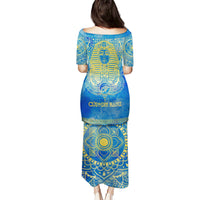 Personalized Mandala Egyptian Pharaoh Puletasi Eye of Horus Blue - Wonder Print Shop