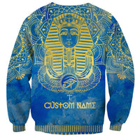 Personalized Mandala Egyptian Pharaoh Sweatshirt Eye of Horus Blue - Wonder Print Shop