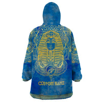 Personalized Mandala Egyptian Pharaoh Wearable Blanket Hoodie Eye of Horus Blue - Wonder Print Shop