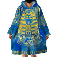 Personalized Mandala Egyptian Pharaoh Wearable Blanket Hoodie Eye of Horus Blue - Wonder Print Shop