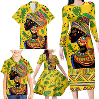 Personalized Africa Woman Family Matching Long Sleeve Bodycon Dress and Hawaiian Shirt Tropical Style - Wonder Print Shop