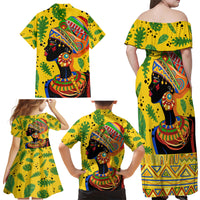 Personalized Africa Woman Family Matching Off Shoulder Maxi Dress and Hawaiian Shirt Tropical Style - Wonder Print Shop
