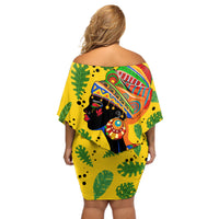 Personalized Africa Woman Off Shoulder Short Dress Tropical Style - Wonder Print Shop