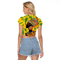 Personalized Africa Woman Raglan Cropped T Shirt Tropical Style - Wonder Print Shop