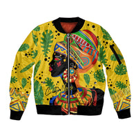 Personalized Africa Woman Sleeve Zip Bomber Jacket Tropical Style - Wonder Print Shop