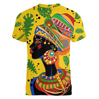 Personalized Africa Woman Women V Neck T Shirt Tropical Style - Wonder Print Shop