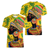 Personalized Africa Woman Women V Neck T Shirt Tropical Style - Wonder Print Shop