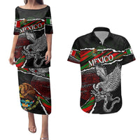 Eagle Snake Mexico Couples Matching Puletasi and Hawaiian Shirt Aztec Sun Stone