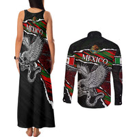 Eagle Snake Mexico Couples Matching Tank Maxi Dress and Long Sleeve Button Shirt Aztec Sun Stone