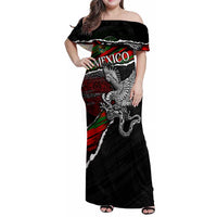 Eagle Snake Mexico Family Matching Off Shoulder Maxi Dress and Hawaiian Shirt Aztec Sun Stone