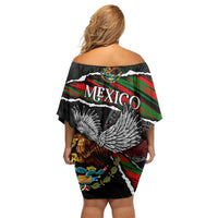 Eagle Snake Mexico Family Matching Off Shoulder Short Dress and Hawaiian Shirt Aztec Sun Stone