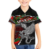 Eagle Snake Mexico Family Matching Off Shoulder Short Dress and Hawaiian Shirt Aztec Sun Stone
