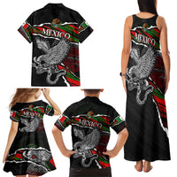 Eagle Snake Mexico Family Matching Tank Maxi Dress and Hawaiian Shirt Aztec Sun Stone