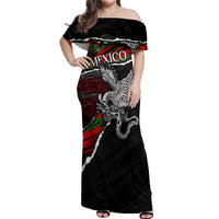 Eagle Snake Mexico Off Shoulder Maxi Dress Aztec Sun Stone