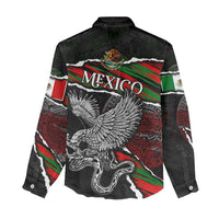 Eagle Snake Mexico Women Casual Shirt Aztec Sun Stone