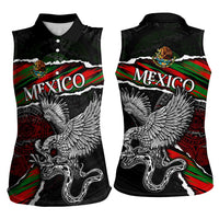 Eagle Snake Mexico Women Sleeveless Polo Shirt Aztec Sun Stone