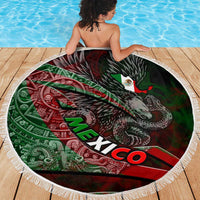 Mexico Aztec Eagle Flag Beach Blanket Tribal Warrior Art