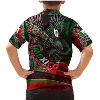 Mexico Aztec Eagle Flag Family Matching Mermaid Dress and Hawaiian Shirt Tribal Warrior Art