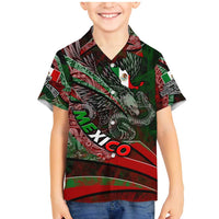 Mexico Aztec Eagle Flag Family Matching Mermaid Dress and Hawaiian Shirt Tribal Warrior Art