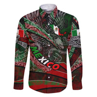 Mexico Aztec Eagle Flag Family Matching Short Sleeve Bodycon Dress and Hawaiian Shirt Tribal Warrior Art