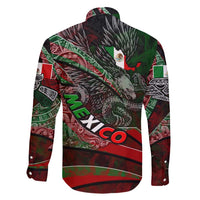 Mexico Aztec Eagle Flag Family Matching Short Sleeve Bodycon Dress and Hawaiian Shirt Tribal Warrior Art