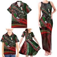 Mexico Aztec Eagle Flag Family Matching Tank Maxi Dress and Hawaiian Shirt Tribal Warrior Art