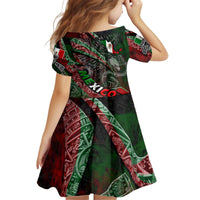 Mexico Aztec Eagle Flag Kid Short Sleeve Dress Tribal Warrior Art