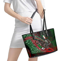 Mexico Aztec Eagle Flag Leather Tote Bag Tribal Warrior Art