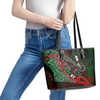 Mexico Aztec Eagle Flag Leather Tote Bag Tribal Warrior Art