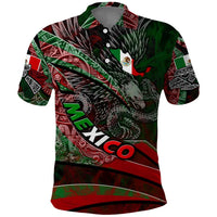 Mexico Aztec Eagle Flag Polo Shirt Tribal Warrior Art