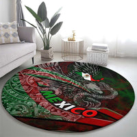 Mexico Aztec Eagle Flag Round Carpet Tribal Warrior Art