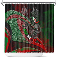 Mexico Aztec Eagle Flag Shower Curtain Tribal Warrior Art