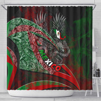 Mexico Aztec Eagle Flag Shower Curtain Tribal Warrior Art