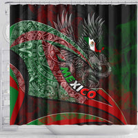 Mexico Aztec Eagle Flag Shower Curtain Tribal Warrior Art