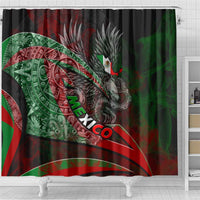 Mexico Aztec Eagle Flag Shower Curtain Tribal Warrior Art