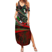 Mexico Aztec Eagle Flag Summer Maxi Dress Tribal Warrior Art