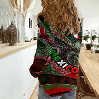 Mexico Aztec Eagle Flag Women Casual Shirt Tribal Warrior Art