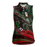 Mexico Aztec Eagle Flag Women Sleeveless Polo Shirt Tribal Warrior Art