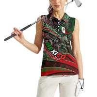 Mexico Aztec Eagle Flag Women Sleeveless Polo Shirt Tribal Warrior Art