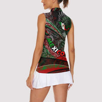 Mexico Aztec Eagle Flag Women Sleeveless Polo Shirt Tribal Warrior Art