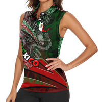 Mexico Aztec Eagle Flag Women Sleeveless Polo Shirt Tribal Warrior Art