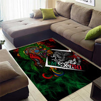 Mexico Quetzalcoatl Aztec Calendar Area Rug Tribal Warrior Art with Eagle and Serpent
