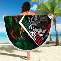 Mexico Quetzalcoatl Aztec Calendar Beach Blanket Tribal Warrior Art with Eagle and Serpent