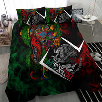 Mexico Quetzalcoatl Aztec Calendar Bedding Set Tribal Warrior Art with Eagle and Serpent
