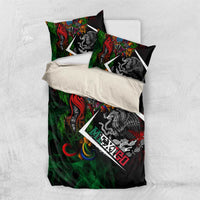 Mexico Quetzalcoatl Aztec Calendar Bedding Set Tribal Warrior Art with Eagle and Serpent