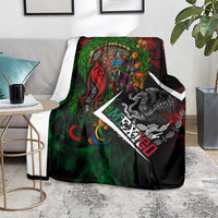 Mexico Quetzalcoatl Aztec Calendar Blanket Tribal Warrior Art with Eagle and Serpent