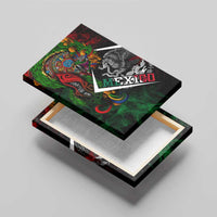 Mexico Quetzalcoatl Aztec Calendar Canvas Wall Art Tribal Warrior Art with Eagle and Serpent