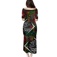 Mexico Quetzalcoatl Aztec Calendar Family Matching Puletasi and Hawaiian Shirt Tribal Warrior Art with Eagle and Serpent